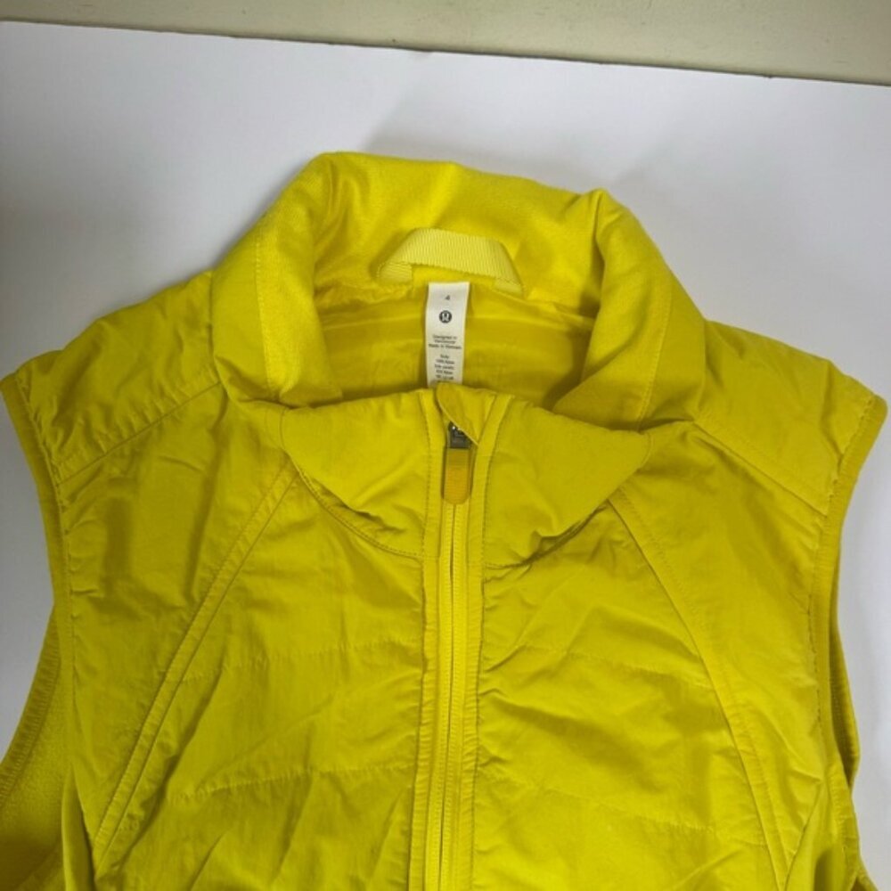 Lululemon Another Mile Vest Water Wind Repellent Stretch Full Zip Pockets Yellow - Picture 5 of 15